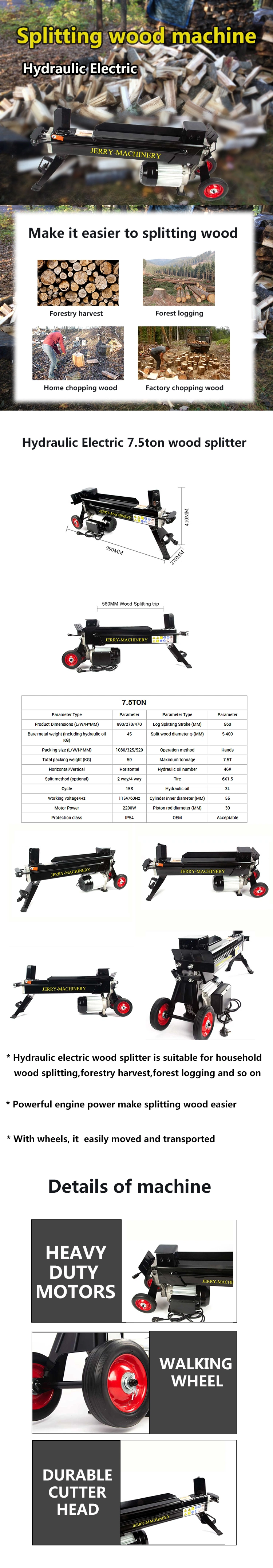 Hydraulic Electric Firewood Processor Diesel Machine Log Splitter Firewood Super Split Wood Log Splitter for Sale